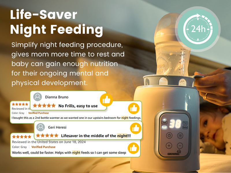 Grownsy 8-in-1 Bottle Warmer For Breast Milk & Formula-Temp Control & Sterilize-White