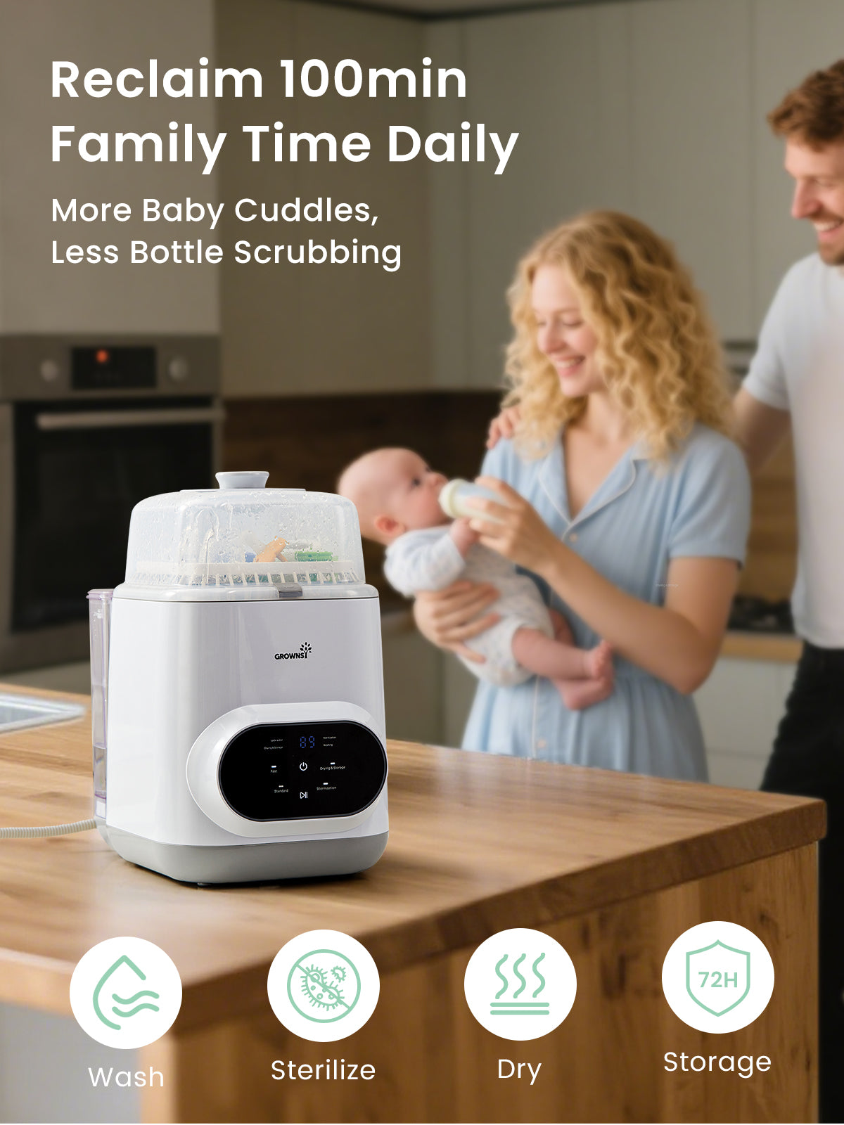 Grownsy - EaseClean Bottle Washer Pro | All-in-One Bottle Washer and Sterilizer and Dryer