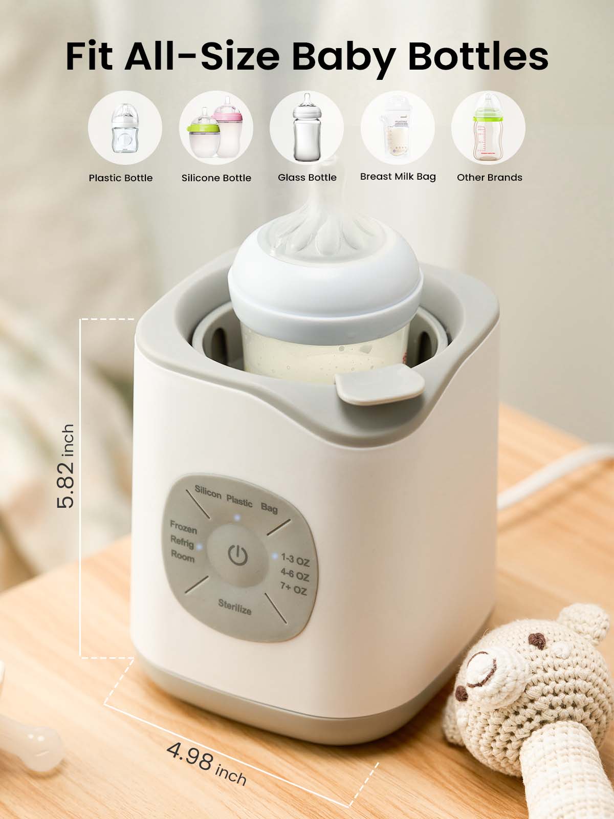 Grownsy - 10-in-1 Bottle Warmer for Breast Milk & Formula - Smart Temp Control