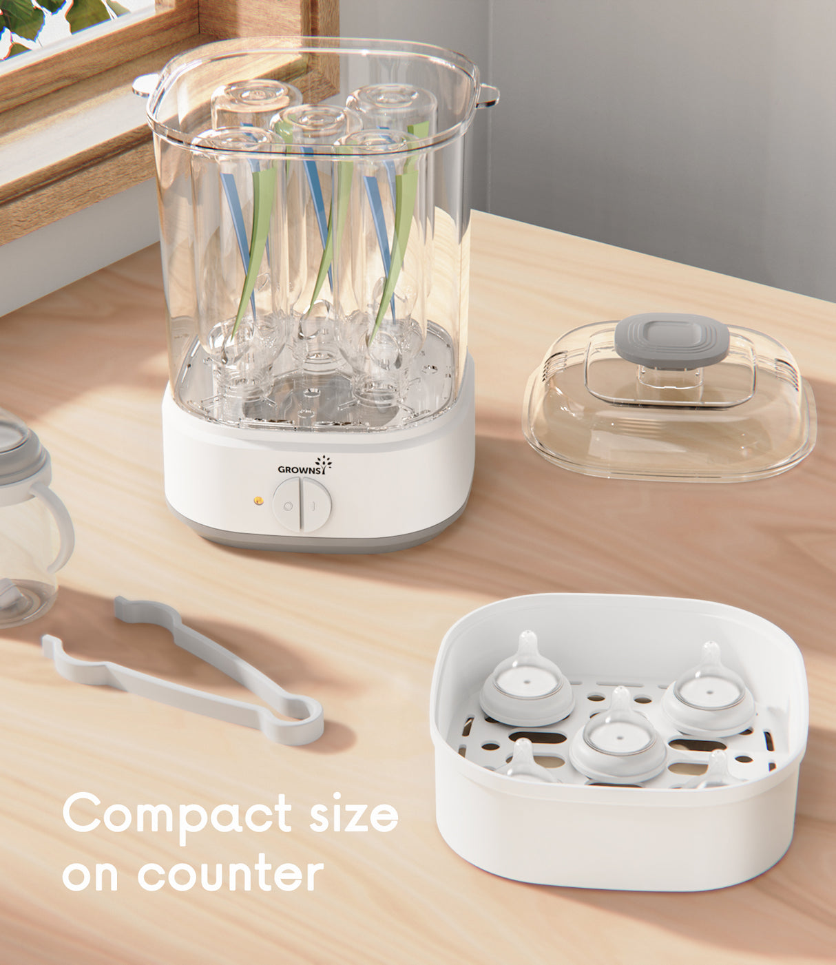 Grownsy - Electric Baby Bottle Sterilizer with Steam Function - Quick & Effective