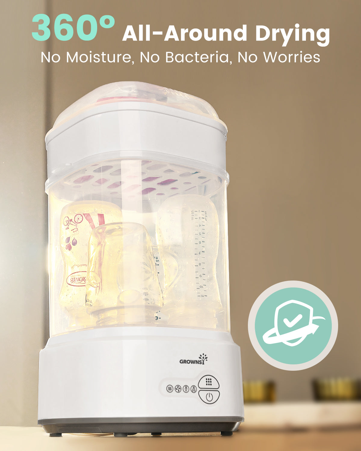 Grownsy - Bottle Sterilizer and Dryer Sterilizer - Compact Electric Steam Function