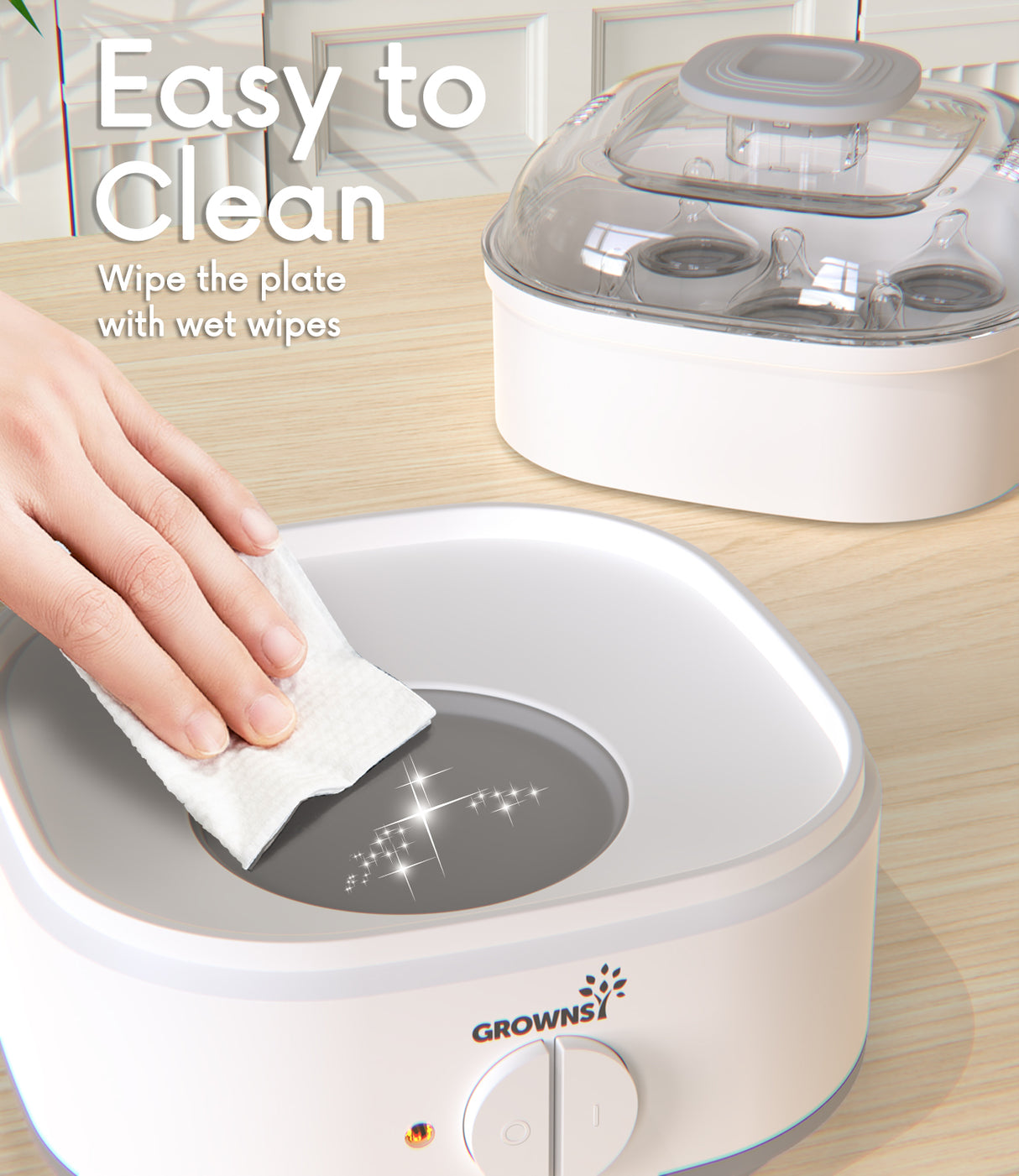 Grownsy - Electric Baby Bottle Sterilizer with Steam Function - Quick & Effective