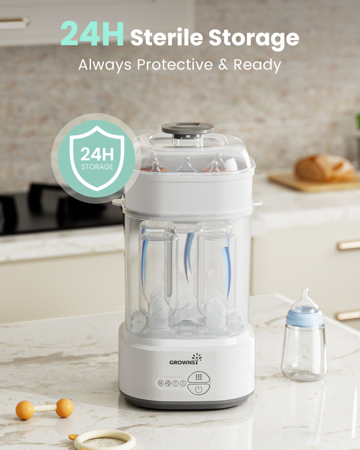 Grownsy - Bottle Sterilizer and Dryer Sterilizer - Compact Electric Steam Function