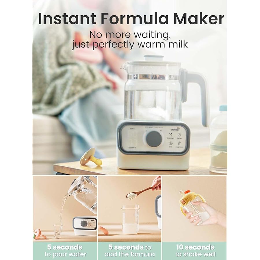 Grownsy - Baby Instant Warmer & Electric Kettle with LCD - Timer & Temp Control - 1.3L