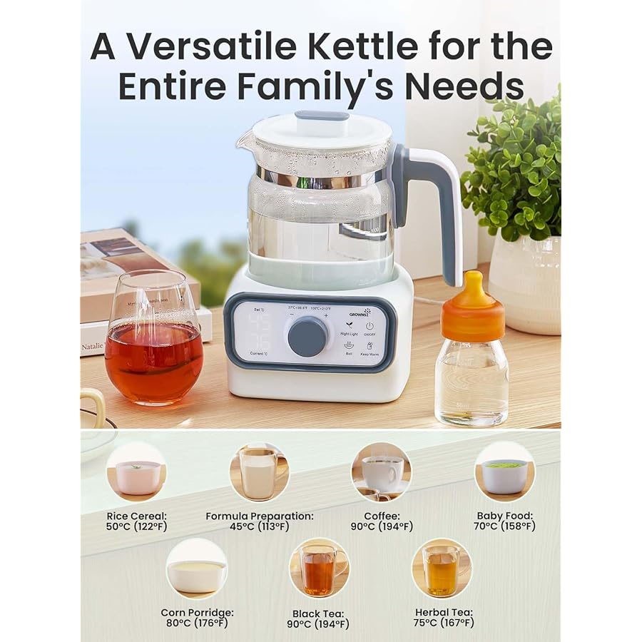 Grownsy - Baby Instant Warmer & Electric Kettle with LCD - Timer & Temp Control - 1.3L