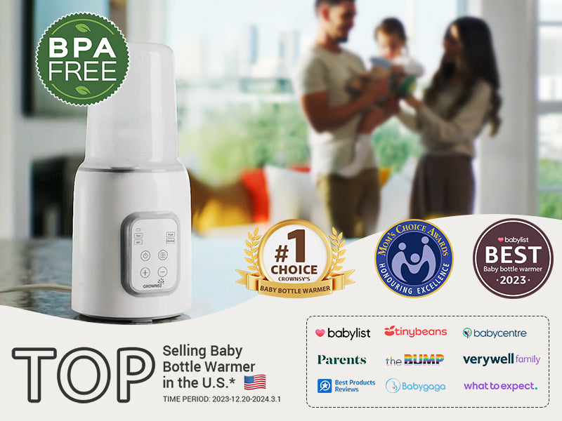 Grownsy 8-in-1 Bottle Warmer For Breast Milk & Formula-Temp Control & Sterilize-White