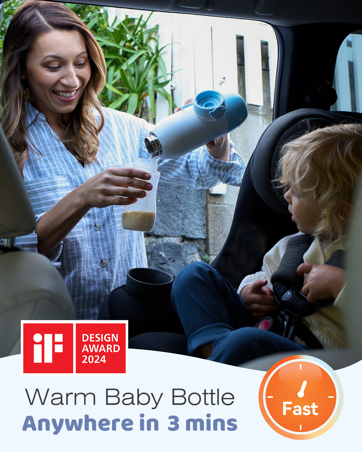 Grownsy - Fast Portable Bottle Warmer for Breastmilk & Formula - Precise Temp Control