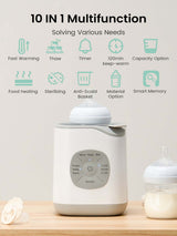 Grownsy - 10-in-1 Bottle Warmer for Breast Milk & Formula - Smart Temp Control