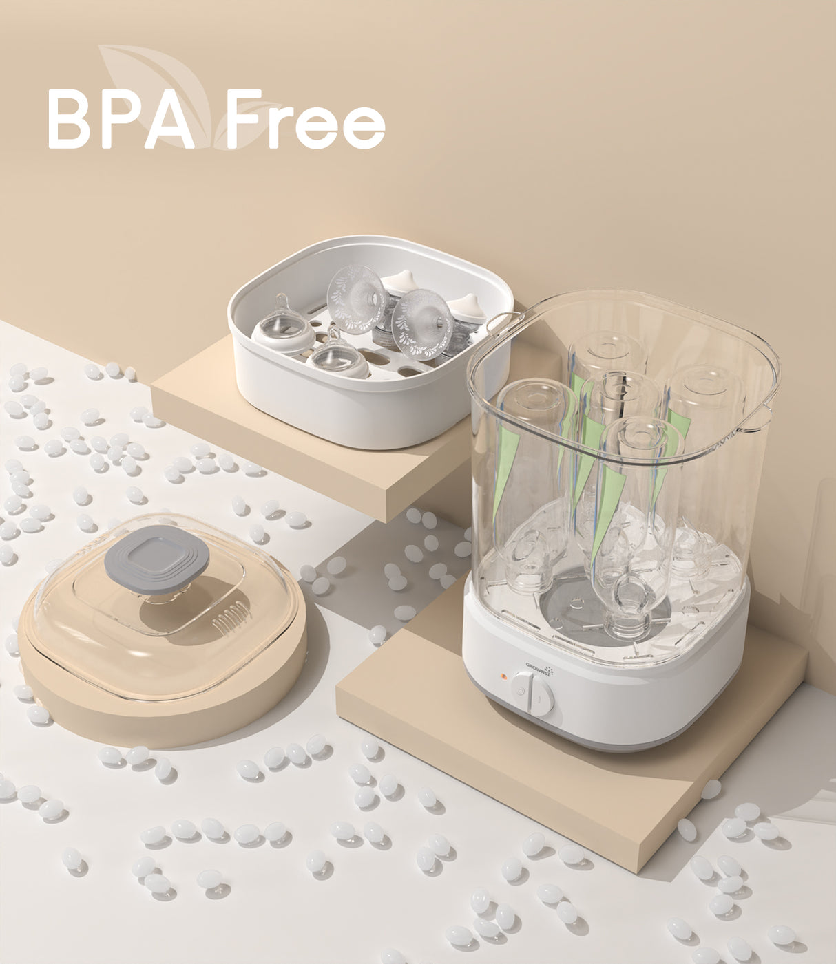 Grownsy - Electric Baby Bottle Sterilizer with Steam Function - Quick & Effective