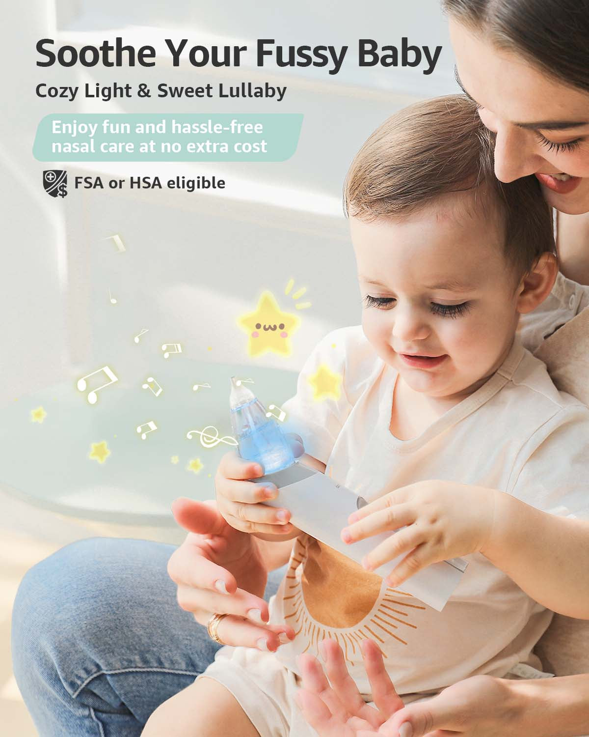 Grownsy - Baby Nasal Aspirator Electric with Automatic Cleaning - White