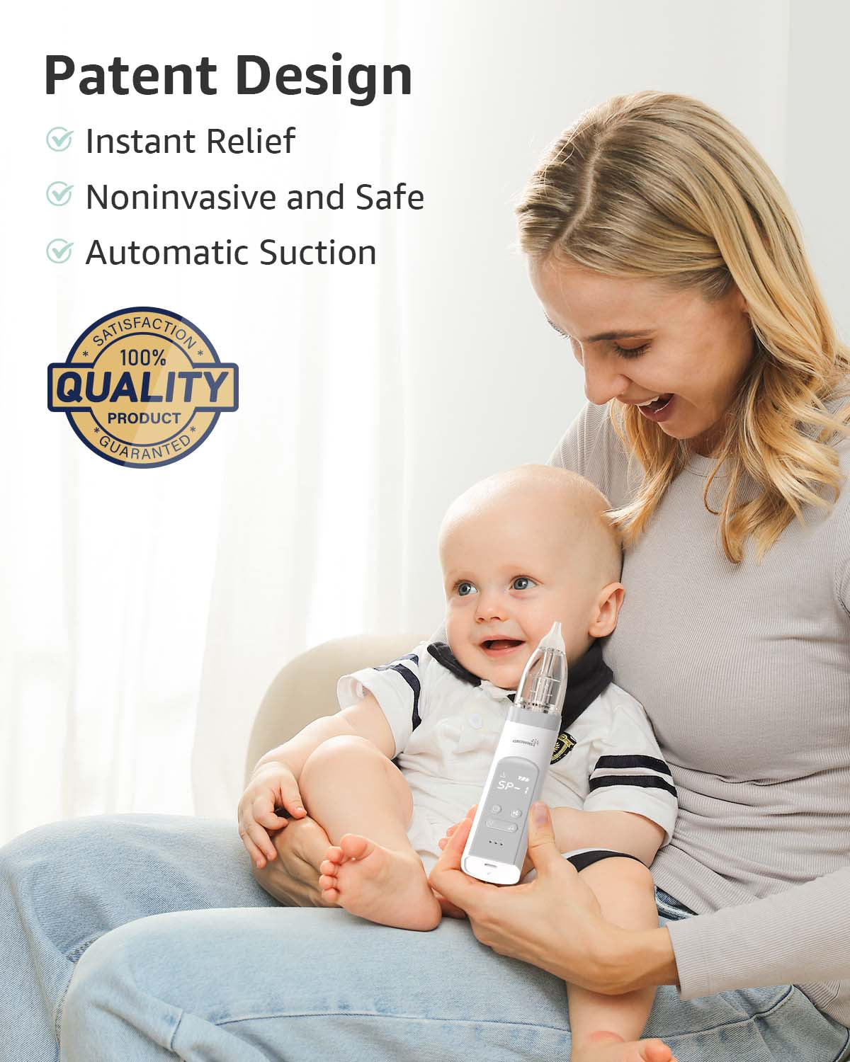 Grownsy - Baby Nasal Aspirator Electric with Automatic Cleaning - White