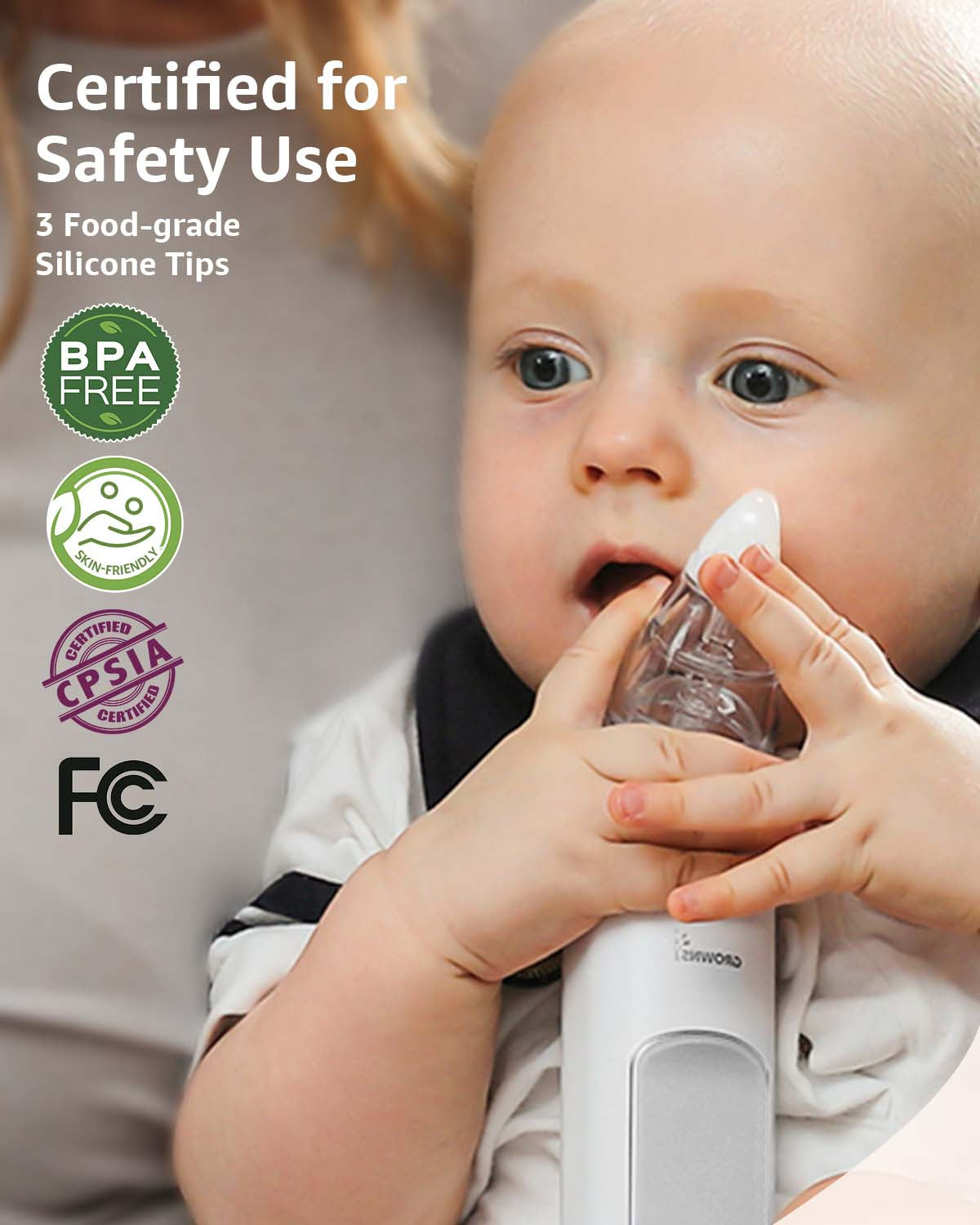 Grownsy - Baby Nasal Aspirator Electric with Automatic Cleaning - White