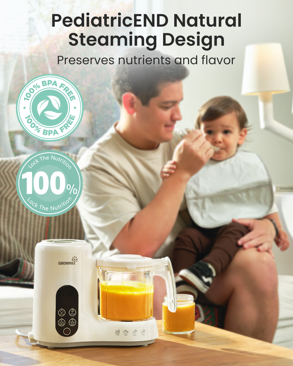 Grownsy Food Maker Steamer Blender - Auto Cooking Grinding and Sterilizing for Baby