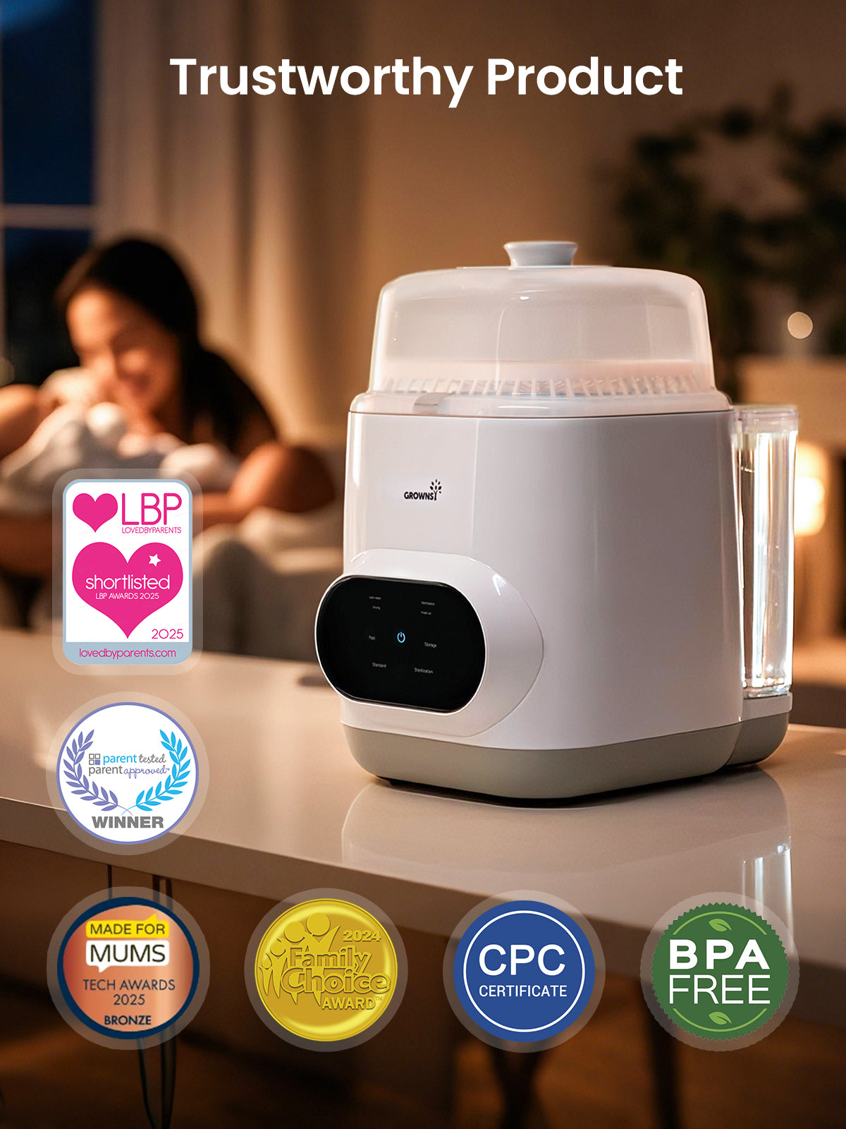 Grownsy - EaseClean Bottle Washer Pro | All-in-One Bottle Washer and Sterilizer and Dryer