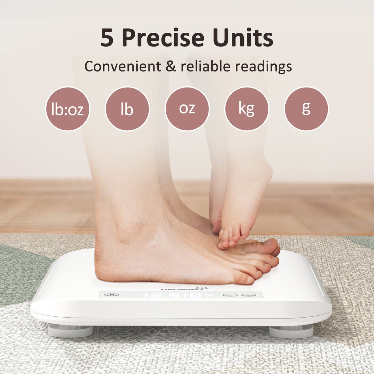 Grownsy - Multifunctional Weight Scale for Baby & Pet with Hold Function - LED Screen